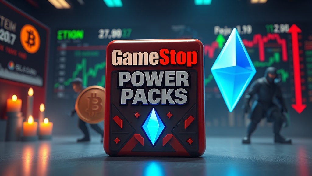 Cryptocurrency news visual illustration: GameStop Launches Power Packs Digital Trading Card Platform Amid Extreme Crypto Market Fear