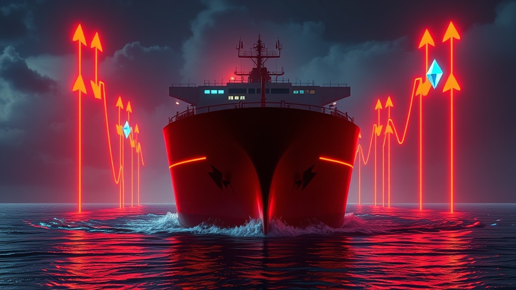 Cryptocurrency news visual illustration: Iran's Crypto Tanker Tolls Formalize Sanctions-Busting Trade Network