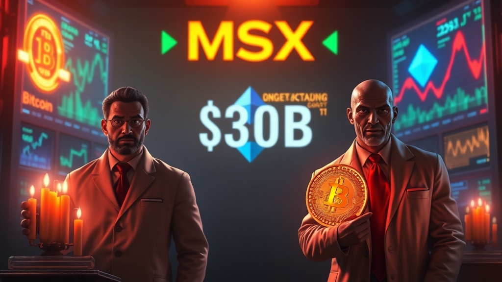 Cryptocurrency news visual illustration: MSX Hits $30B in Trading Volume, Announces 1st Anniversary Event Sentiment