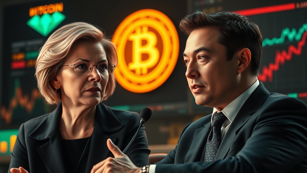 Cryptocurrency news visual illustration: Senator Elizabeth Warren Questions Elon Musk Over X Money's Stablecoin Plans and Financial Risks