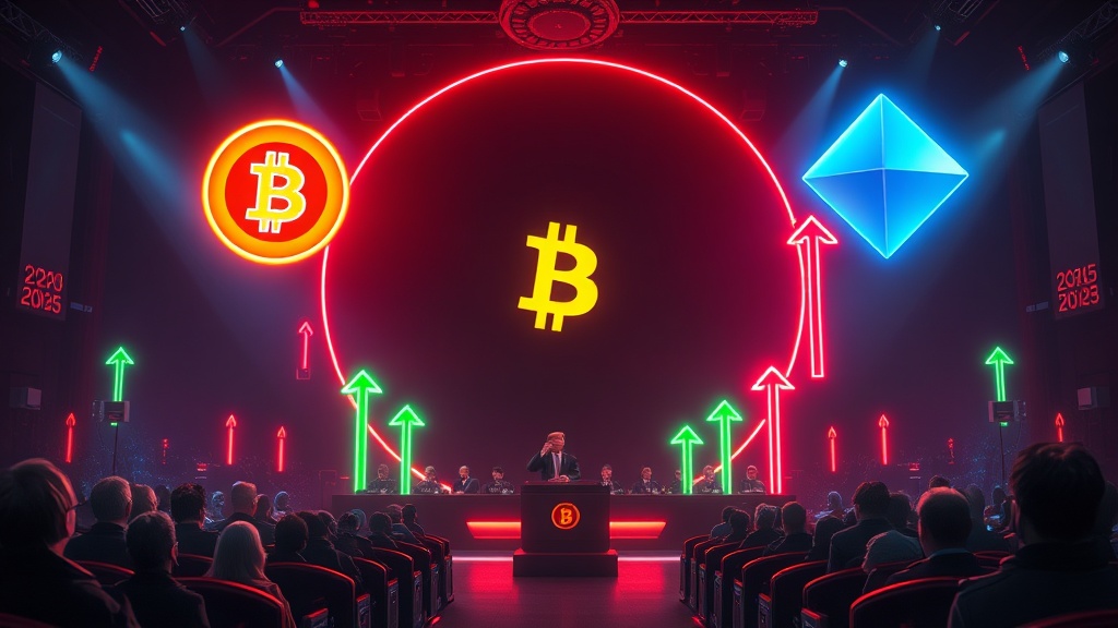 Crypto market meme illustration showing US Lawmakers Question Trump's Memecoin Event Attendance Amid Regulatory Stalemate - Lawmakers, Question, Trump's, Memecoin